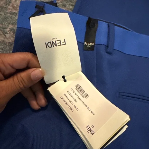 Fendi Men's Royal Blue Wool Dress Pant - Picture 3 of 6